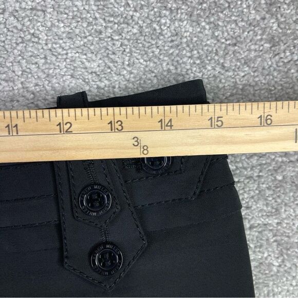 Karen Millen Capri Pants Women's 6 Black Wide Leg Cuffed Low Rise Button Pockets - Picture 9 of 13